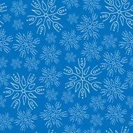 White snowflakes on blue background seamless pattern N2