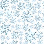 Blue snowflakes on white background seamless pattern N4