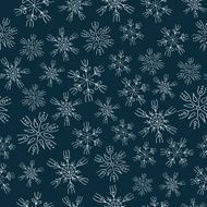 White snowflakes on blue background seamless pattern N3