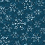 White and blue snowflakes on background seamless pattern N5