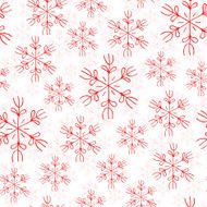Red snowflakes on white background seamless pattern
