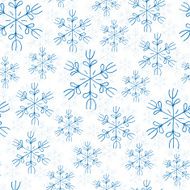 Blue snowflakes on white background seamless pattern N6