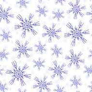 Blue snowflakes on white background seamless pattern N7
