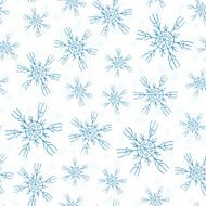 Blue snowflakes on white background seamless pattern N8