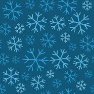 Blue snowflakes on blue background seamless pattern