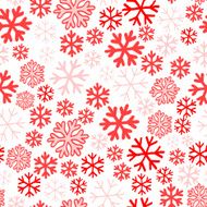 Red snowflakes on white background seamless pattern N2