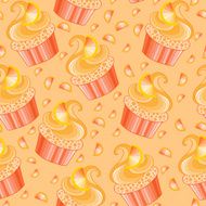 Cute vector orange cupcake