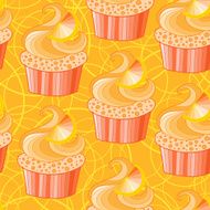 Cute vector orange cupcake N2