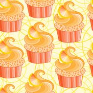 Cute vector orange cupcake N3