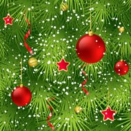 Christmas tree fir branch seamless background Vector illustration