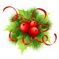 Vector Christmas holly with berries illustration