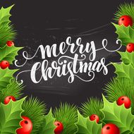 Christmas decoration on chalk board Vector illustration