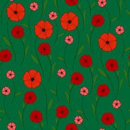 red poppies on a green background