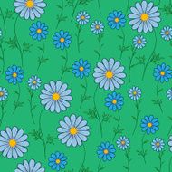 blue daisy on a green background N2
