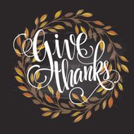 Card for Thanksgiving Day on the blackboard with floral design