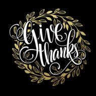 Thanksgiving - gold glittering lettering design Vector illustration N13