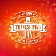 Vector typography design Thanksgiving Blurred and boke autumn background
