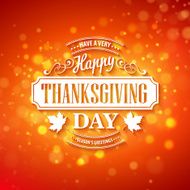 Vector typography design Thanksgiving Blurred and boke autumn background N3