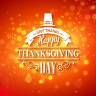 Vector typography design Thanksgiving Blurred and boke autumn background N5
