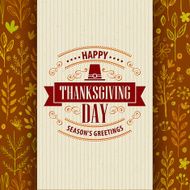 Thanksgiving typography greeting card on seamless pattern Vector illustration
