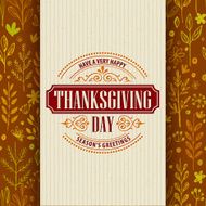 Thanksgiving typography greeting card on seamless pattern Vector illustration N4