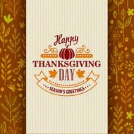 Thanksgiving typography greeting card on seamless pattern Vector illustration N5