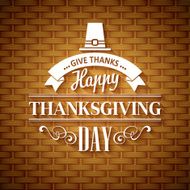 Thanksgiving typography greeting card Wicker basket texture Vector illustration