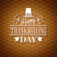 Thanksgiving typography greeting card Wicker basket texture Vector illustration N2