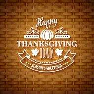 Thanksgiving typography greeting card Wicker basket texture Vector illustration N4