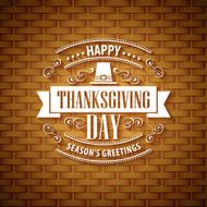 Thanksgiving typography greeting card Wicker basket texture Vector illustration N6