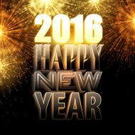 Happy New Year 2016 Holiday background with 3d light text