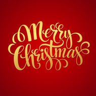 Merry Christmas golden lettering design Vector illustration