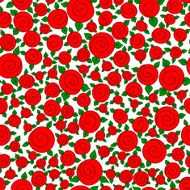 red hand drawn cartoon rose flowers
