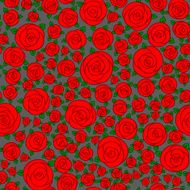 red hand drawn cartoon rose flowers N2