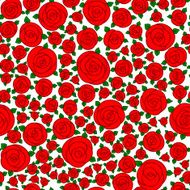 red hand drawn cartoon rose flowers N3