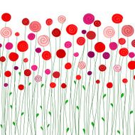 red hand drawn cartoon rose flowers N5