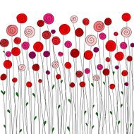 red hand drawn cartoon rose flowers N6