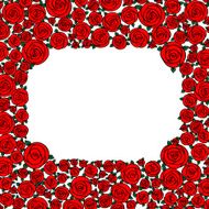 red hand drawn cartoon rose flowers with empty space