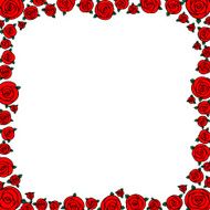 red hand drawn cartoon rose flowers with empty space N2