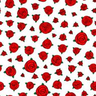 red hand drawn cartoon rose flowers N7