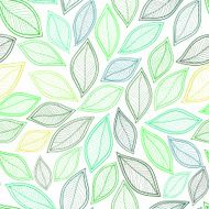 green autumn leaves on white background