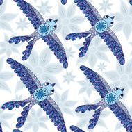 blue fairy cartoon birds flying over big flowers