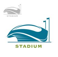 Blue sport stadium building with open roof