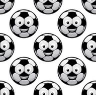 Smiling football balls seamless pattern