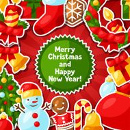Merry Christmas and Happy New Year sticker invitation card N3
