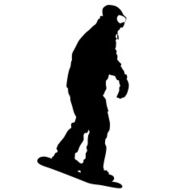 Black silhouettes snowboarders on white background Vector N13