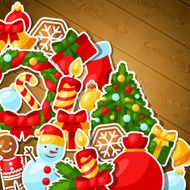 Merry Christmas and Happy New Year sticker template for invitation N2