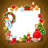 Merry Christmas and Happy New Year sticker template for invitation N3