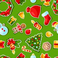 Merry Christmas and Happy New Year sticker seamless pattern N2
