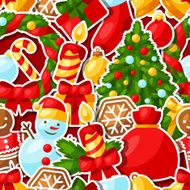 Merry Christmas and Happy New Year sticker seamless pattern N3
